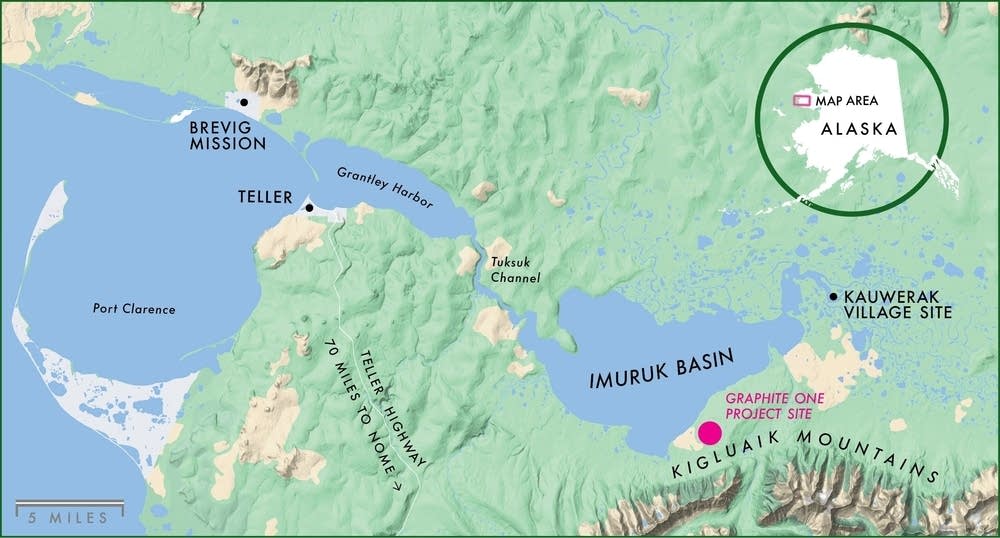 a map of the Seward Peninsula shows where Brevig Mission and Teller are