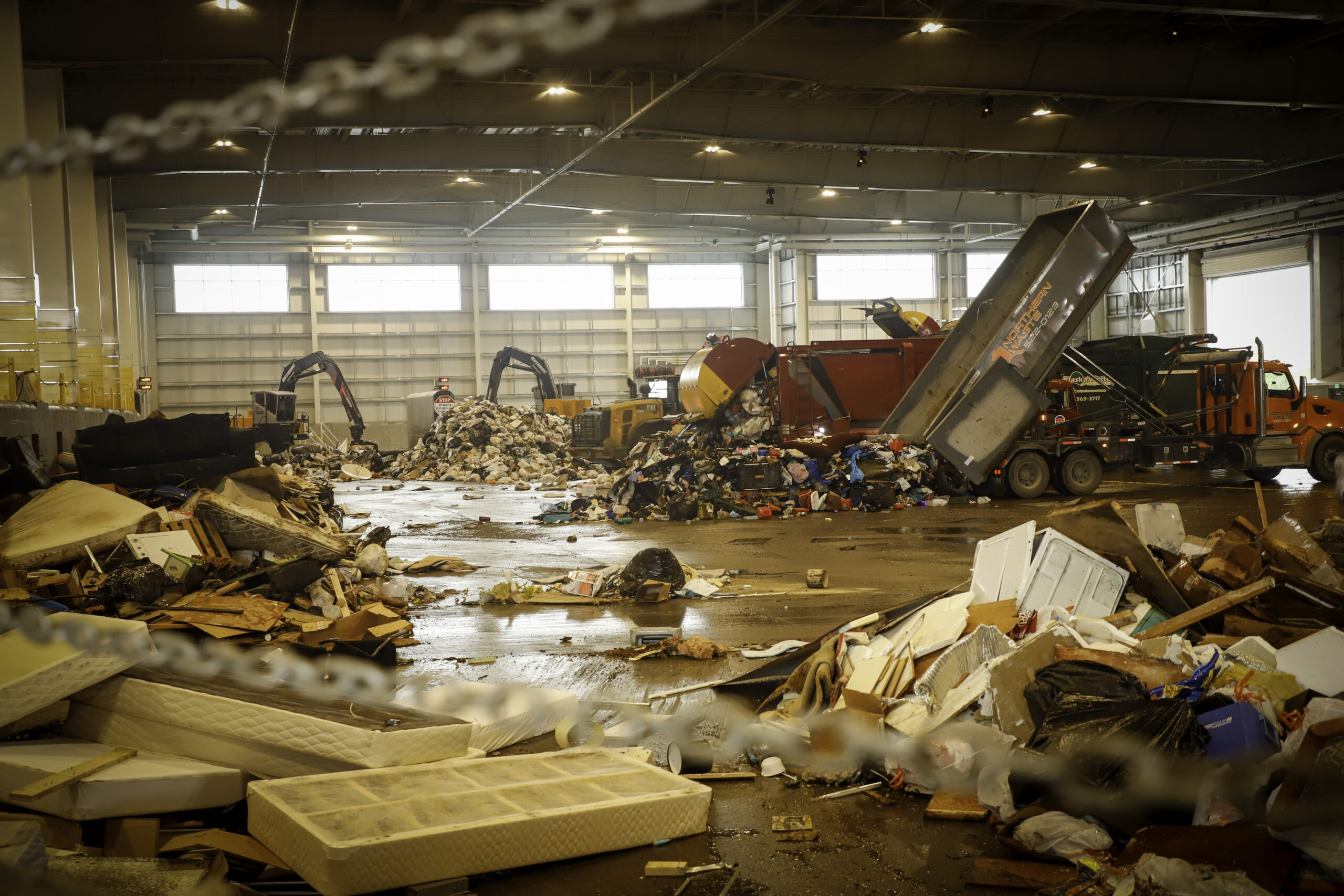 A tipping floor for waste from commercial companies and residential.
