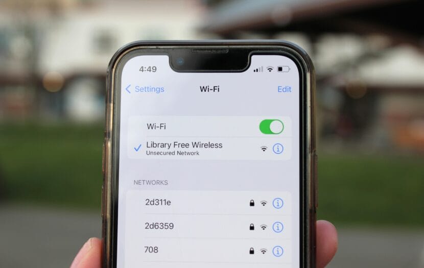 available wifi networks are shown on an iPhone screen