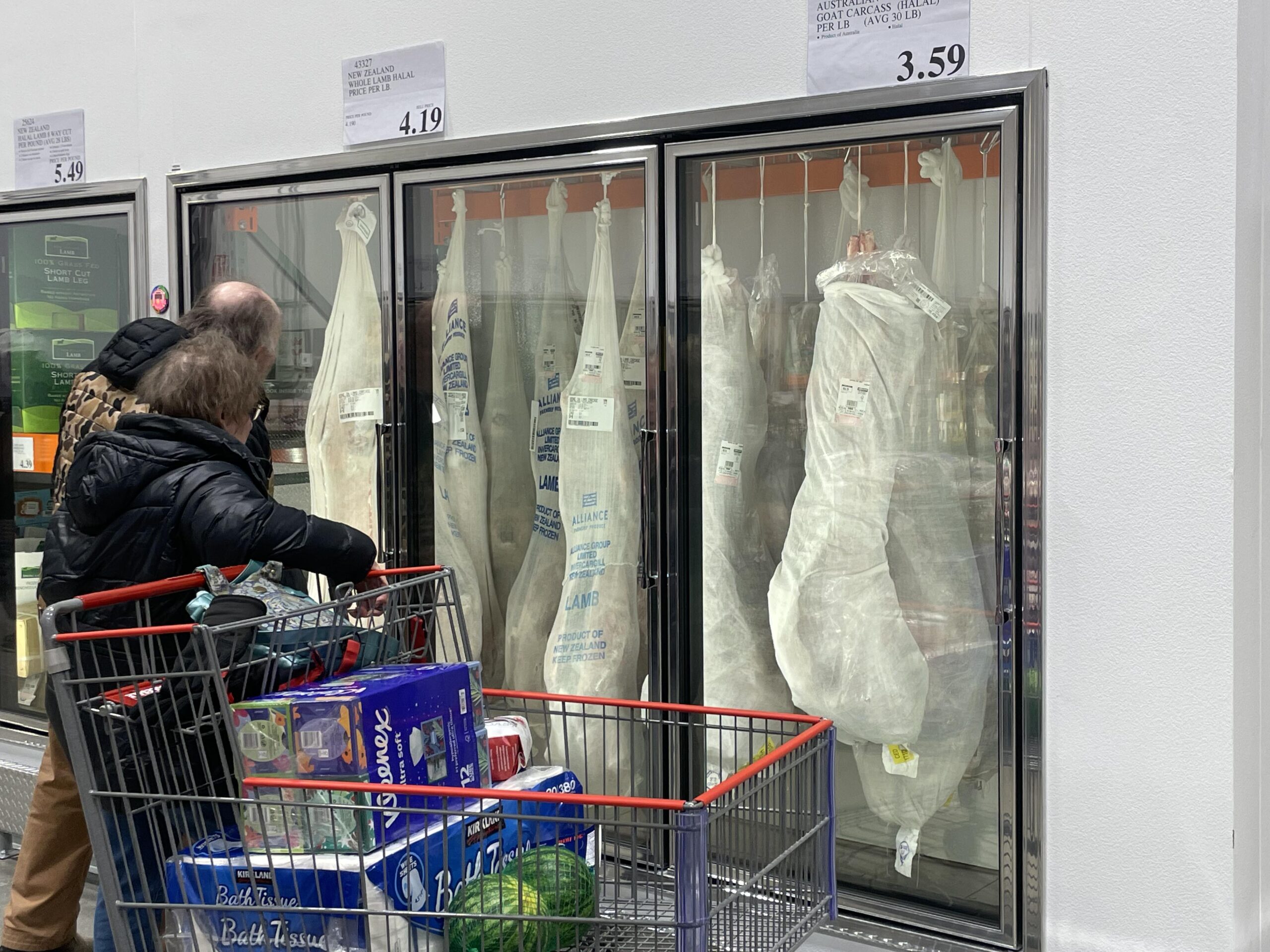 A couple shopping in Costco.