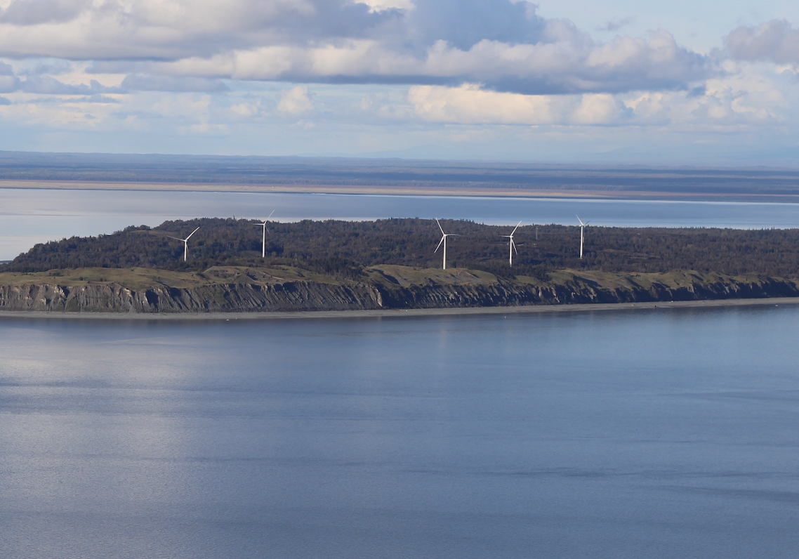 wind turbines on an island