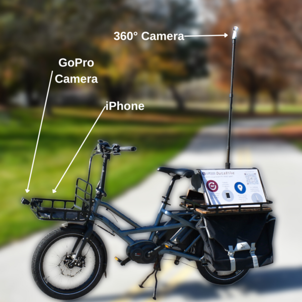 an e-bike kitted out with cameras and a smartphone mount