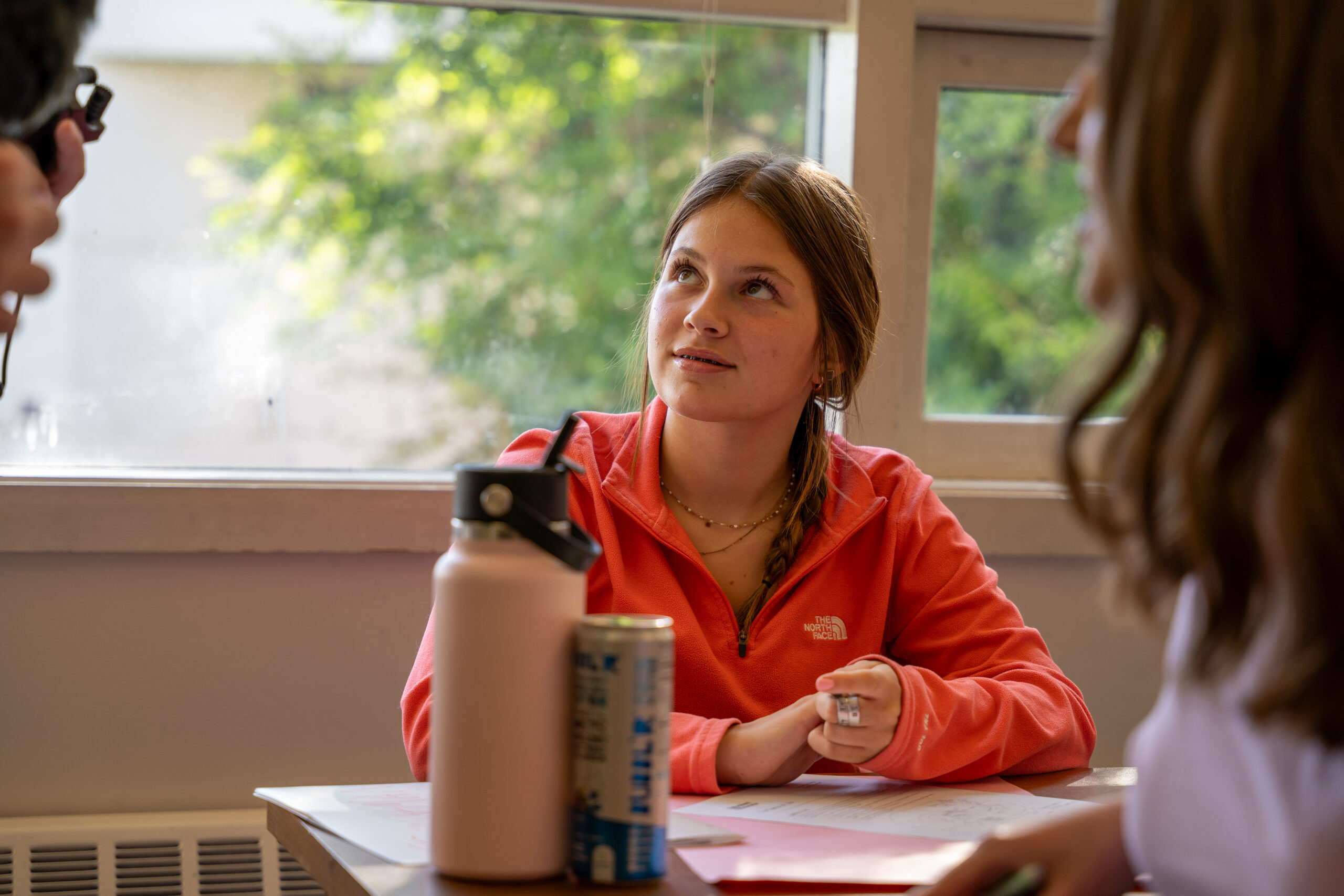 A student being interviewed.