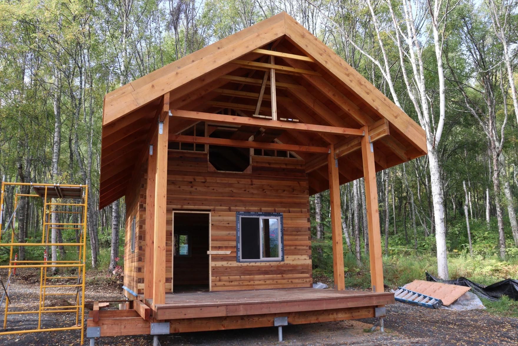 a cabin under construction