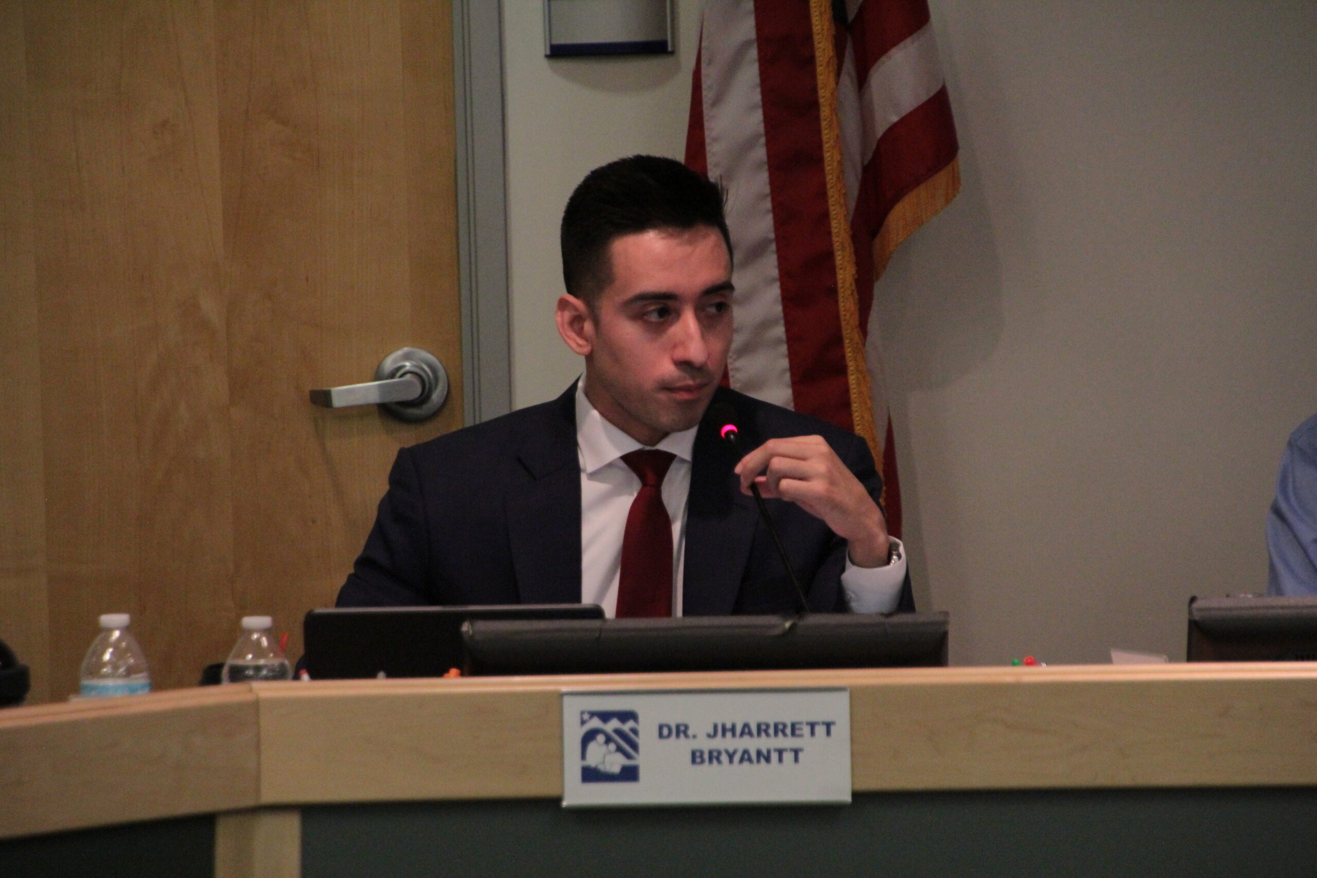 ASD Superintendent Jharrett Bryantt speaking during a schoolhouse committee gathering connected June 4, 2024.