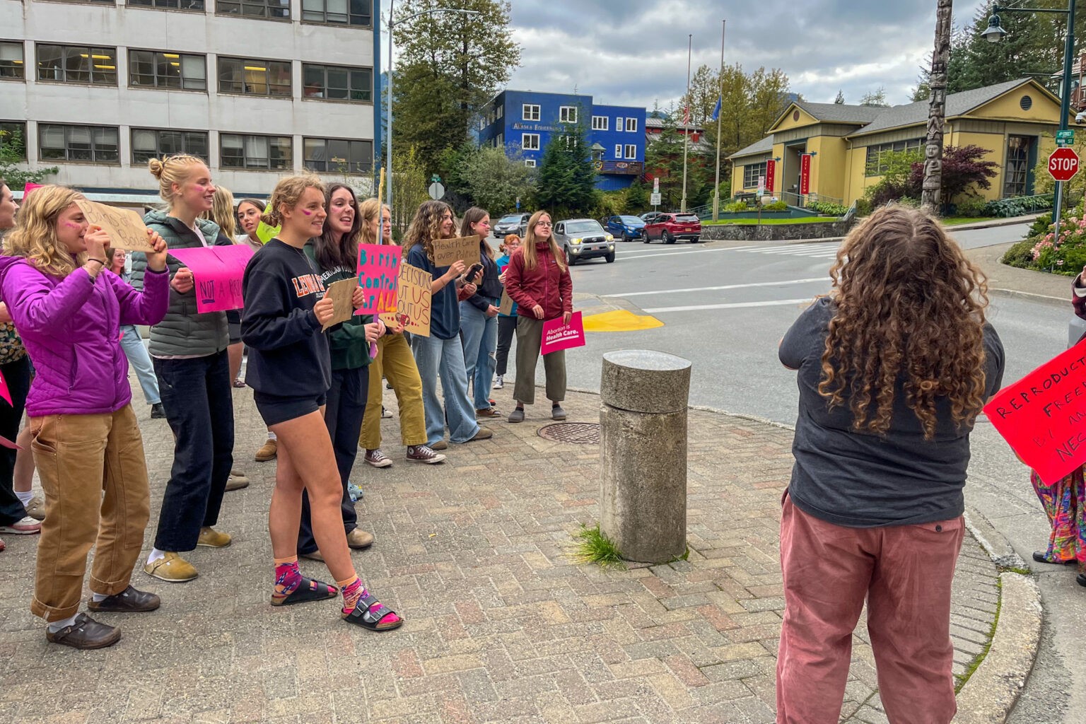 a group of people outside