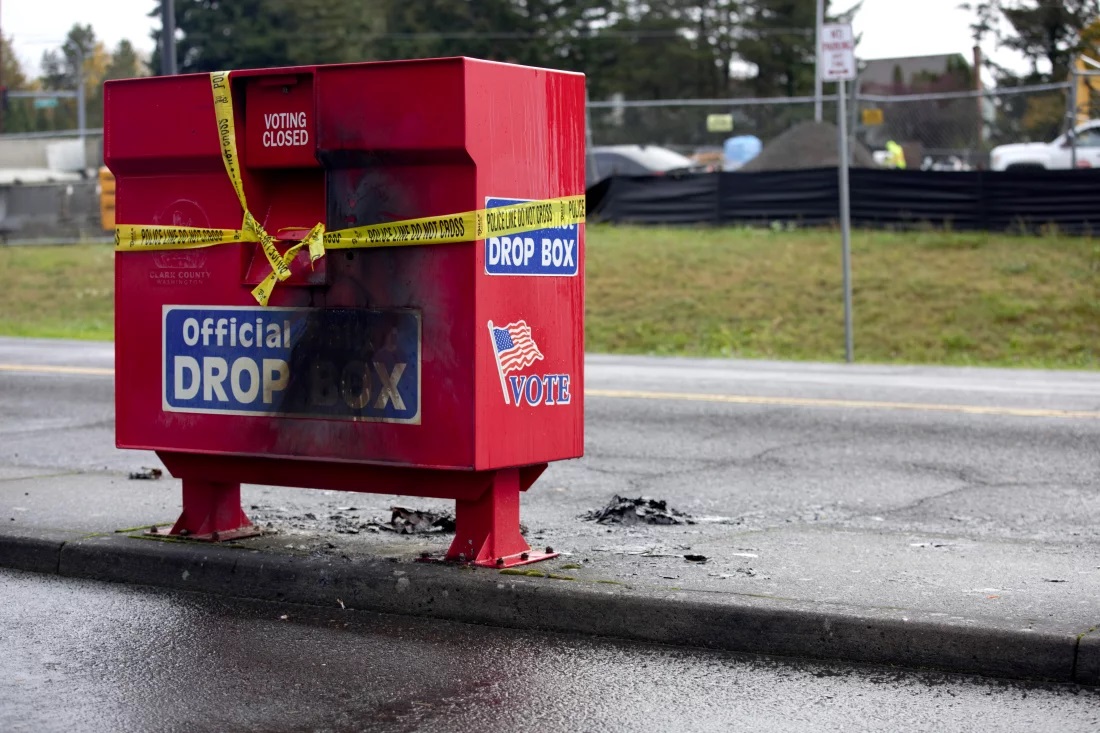 a burned ballot box