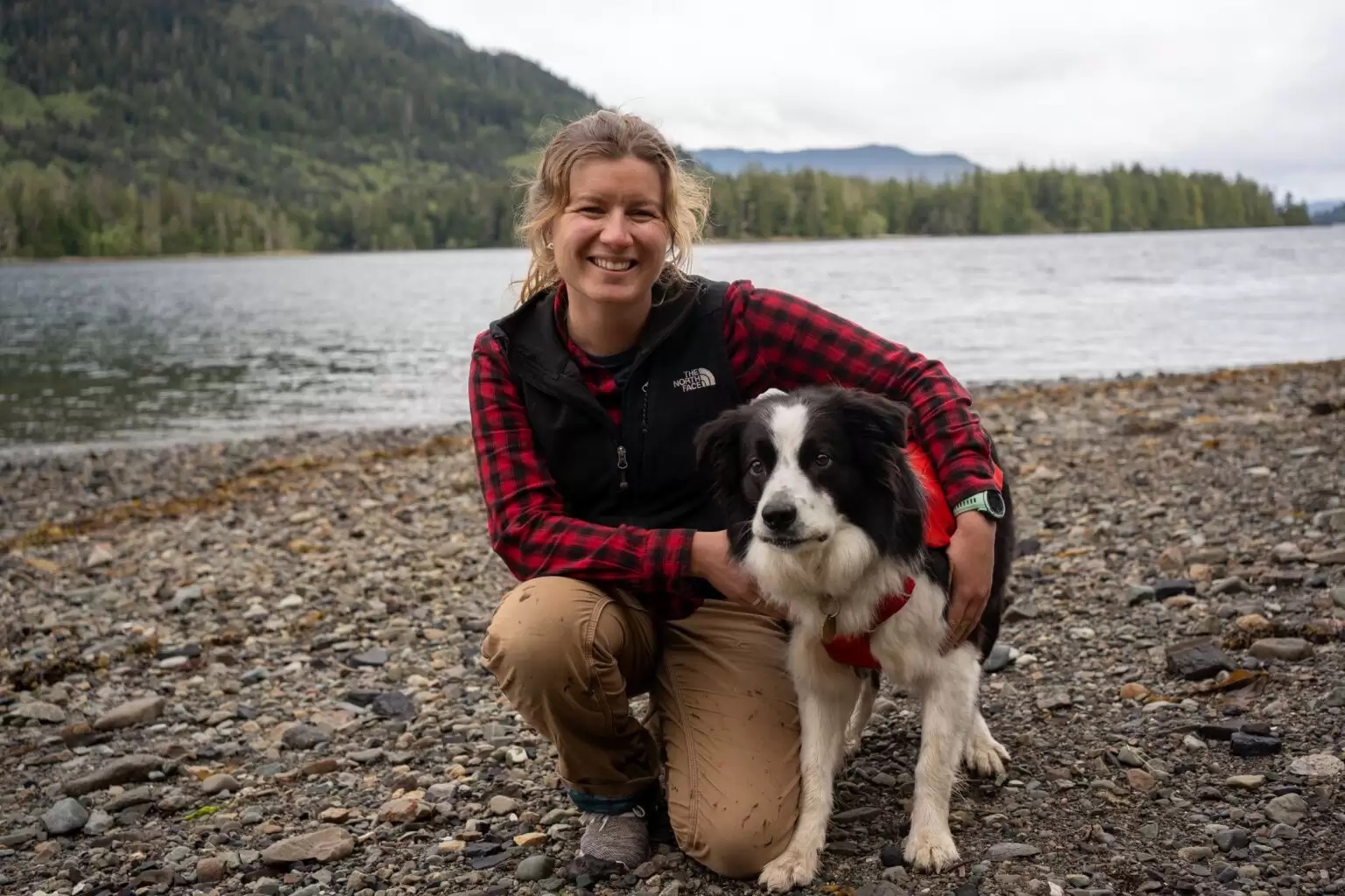 a dog and a woman