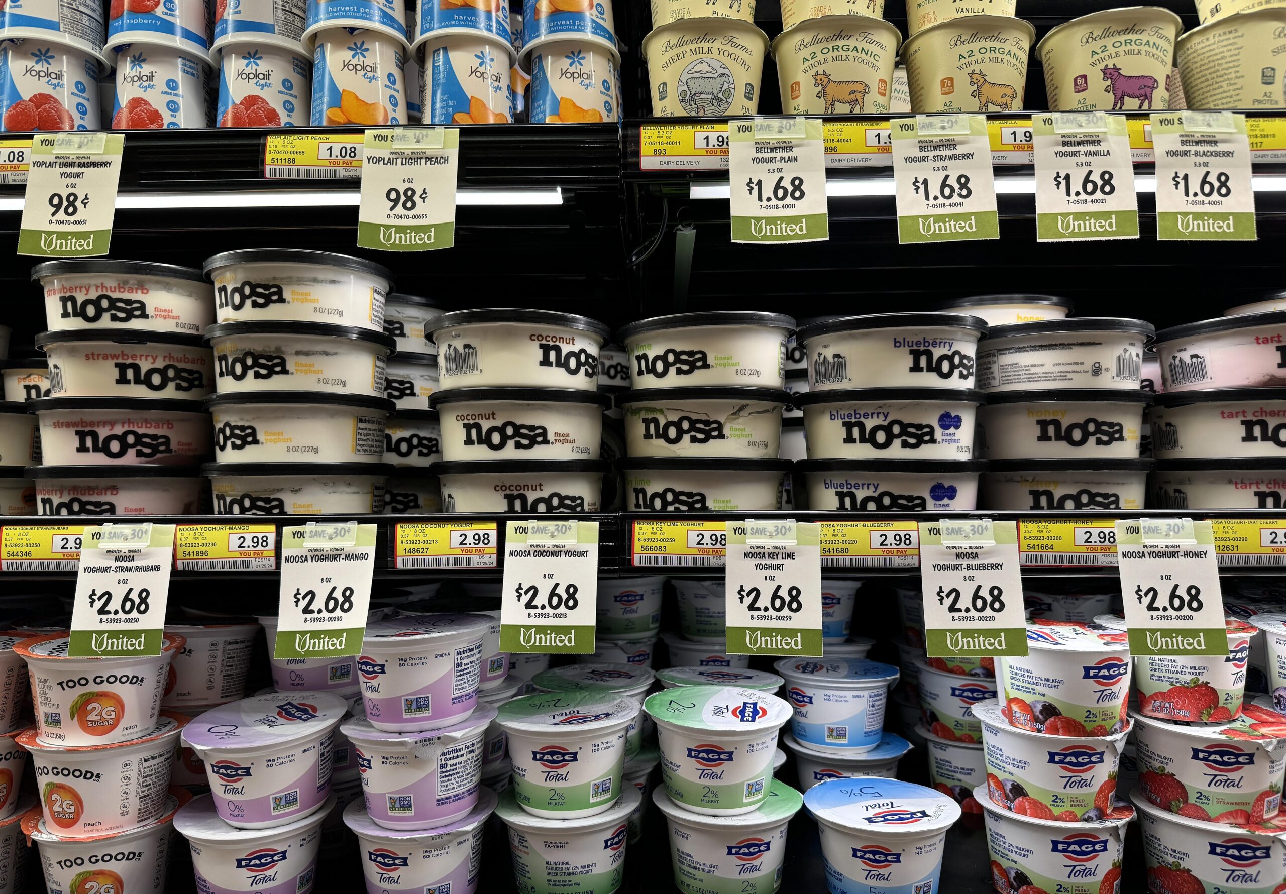 yogurt on a shelf