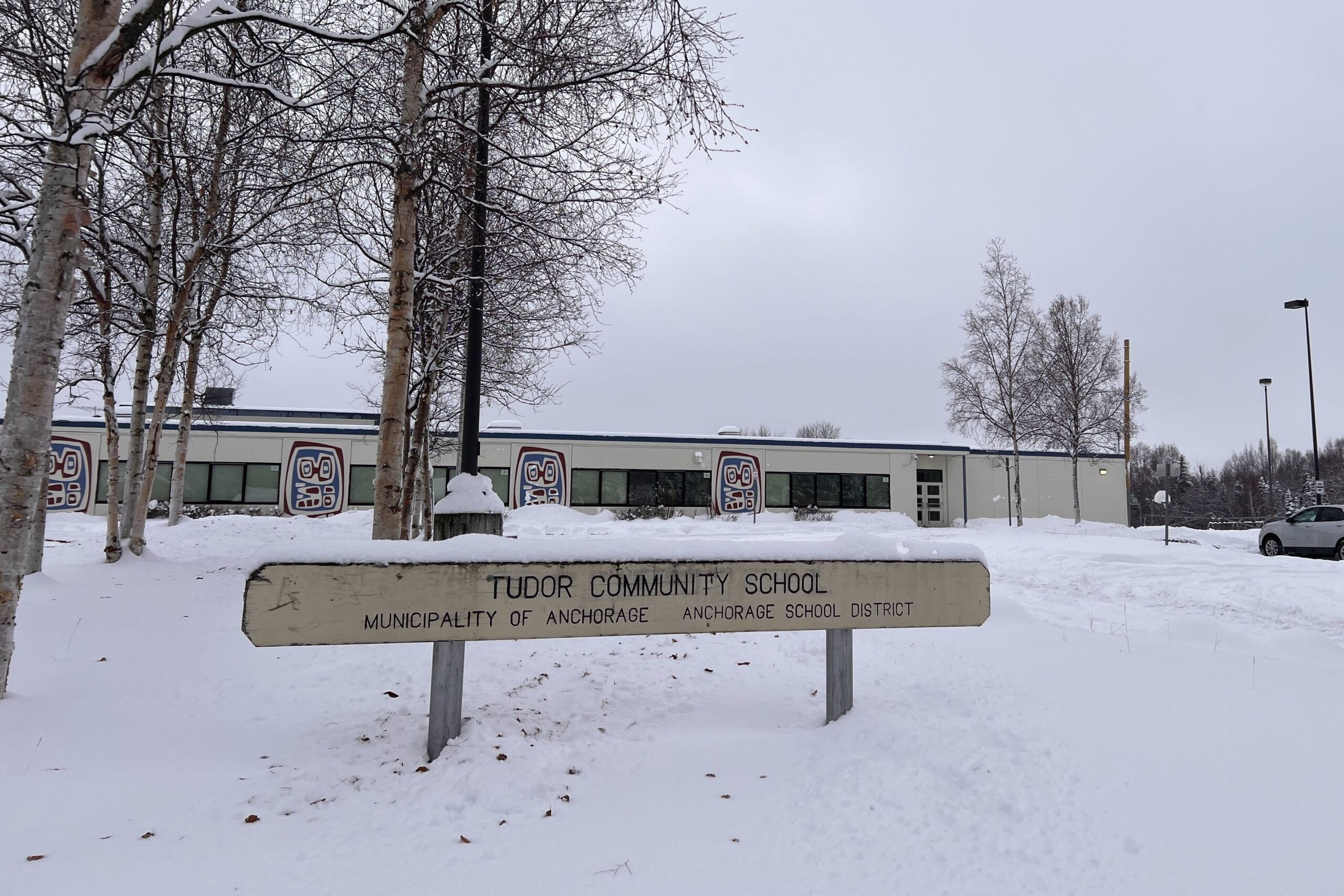 a school in snow